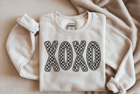 Retro Checkered XOXO Valentines SVG PNG