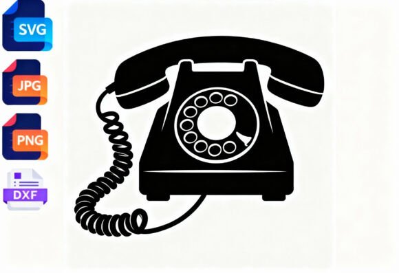 Retro Rotary Phone Silhouette SVG