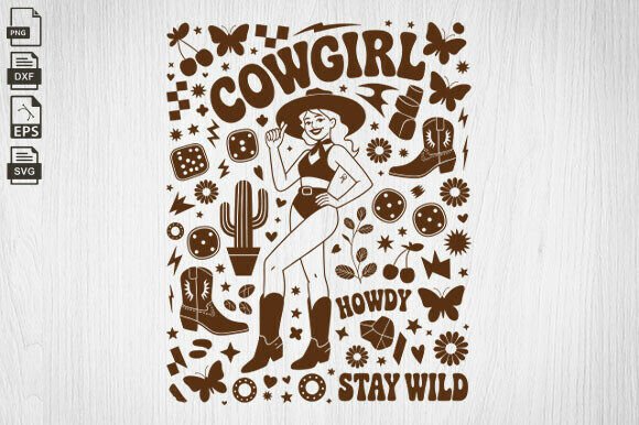 Retro Western Cowgirl Collage Svg, Howdy Review